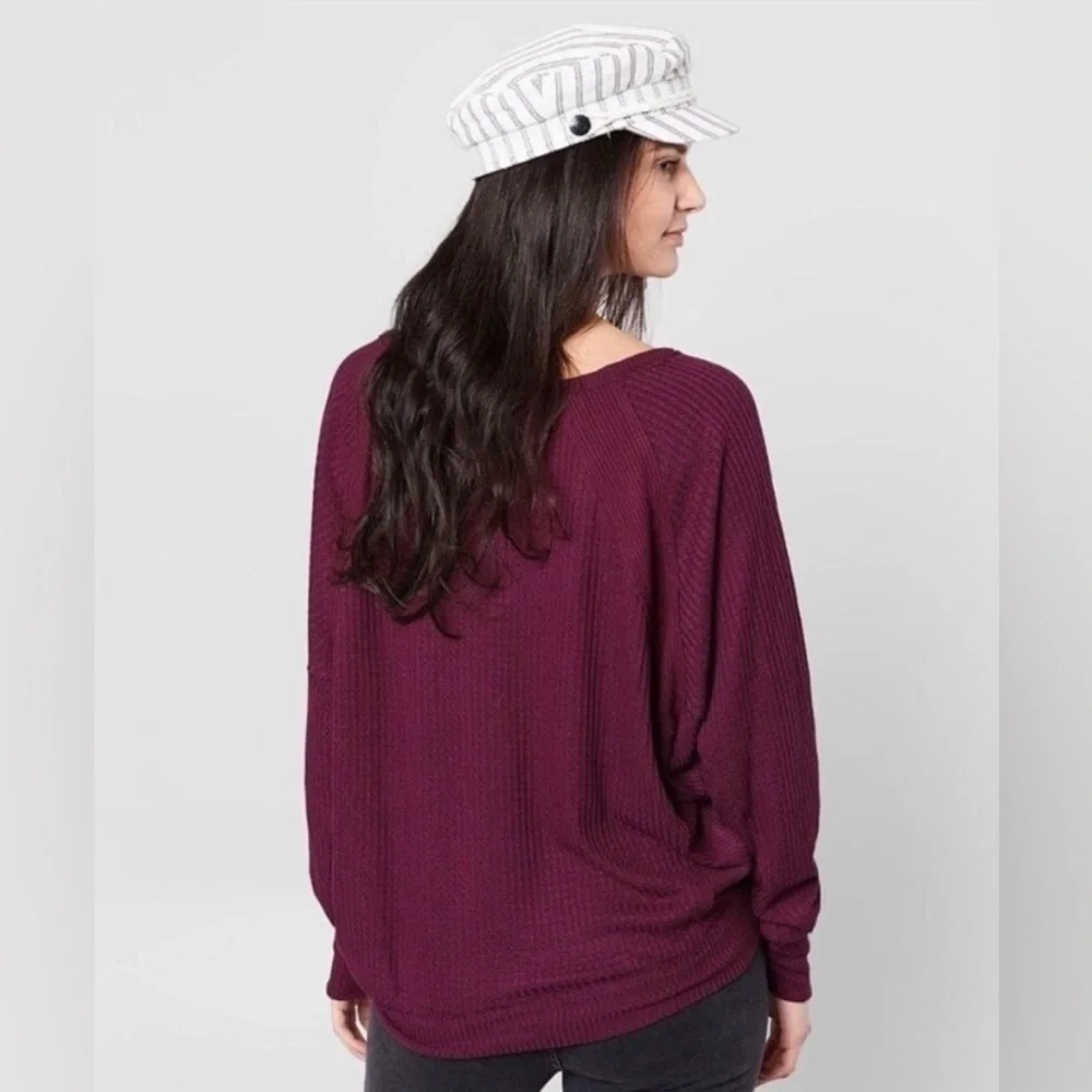 NWT Free People Santa Clara Thermal Slouchy Oversized V-neck Top Size M